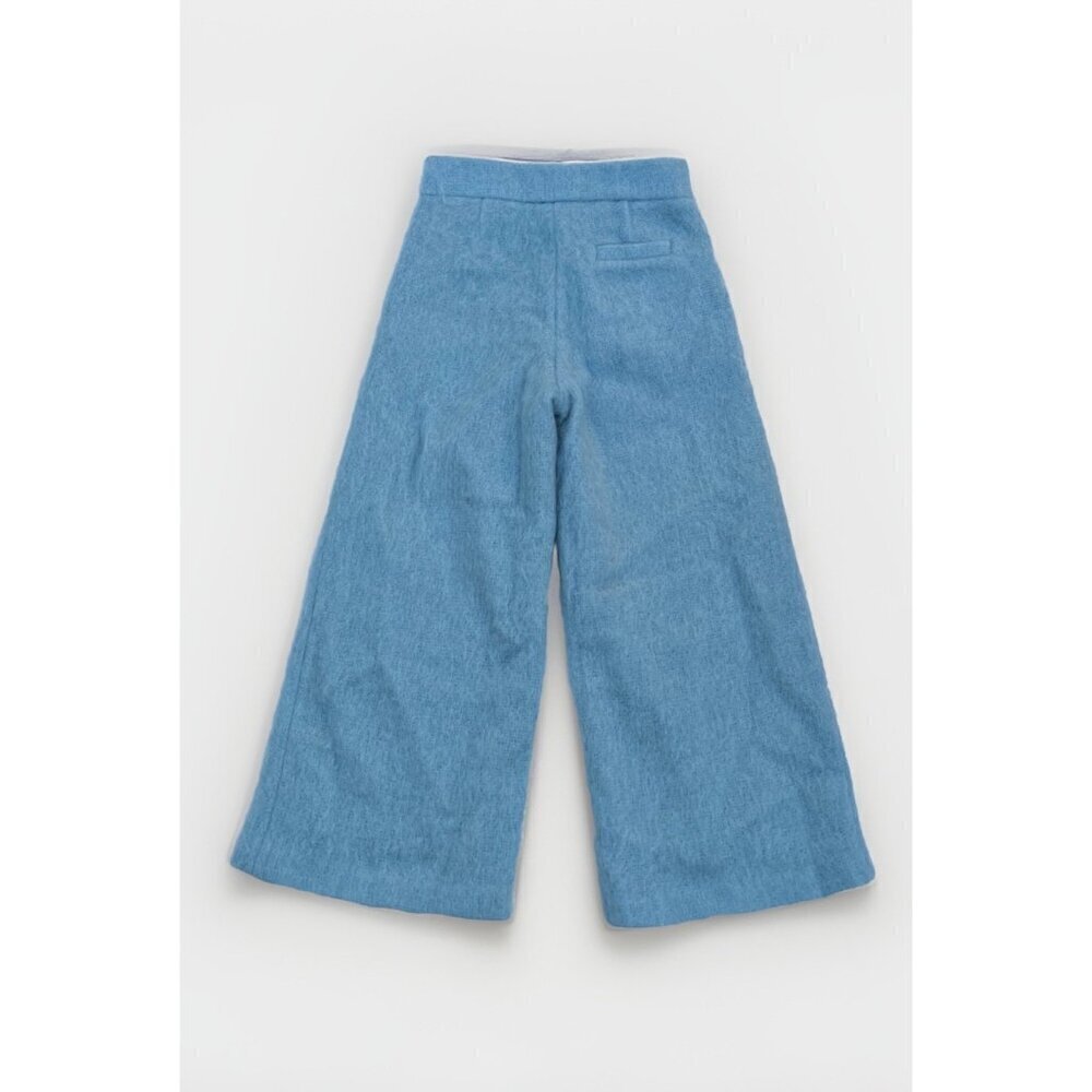American Retro Renaud Mohair Wide Leg Pants Size 34 Baby Blue Nasty Gal Cropped - Picture 3 of 14